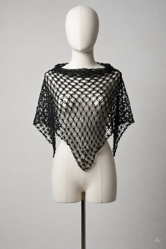 Claire handmade mohair silk shawl model upfront