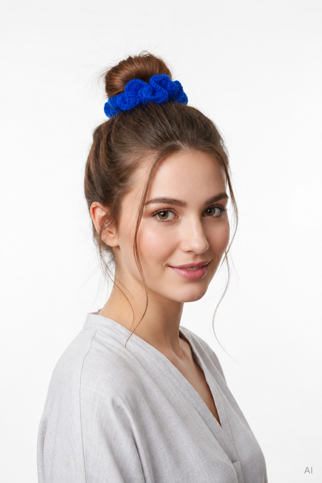 Electric - Mohair Crochet Scrunchie model