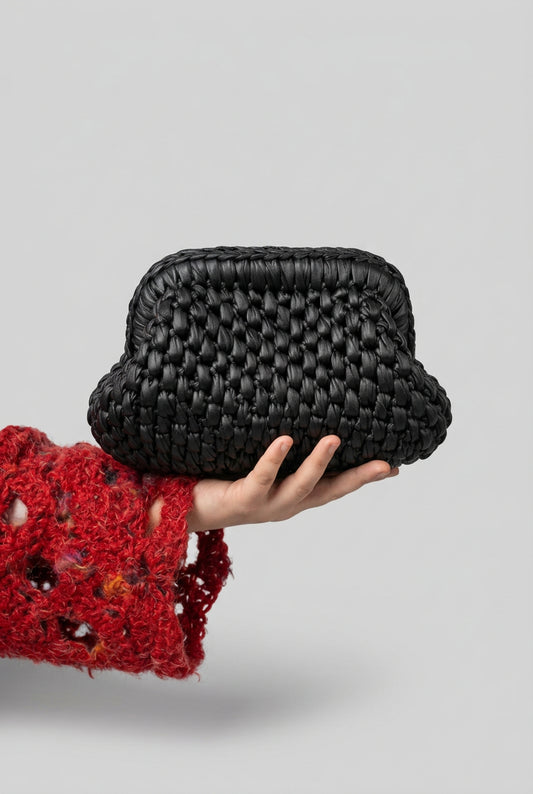 Jacqueline Leatherette Crochet Bag close up
