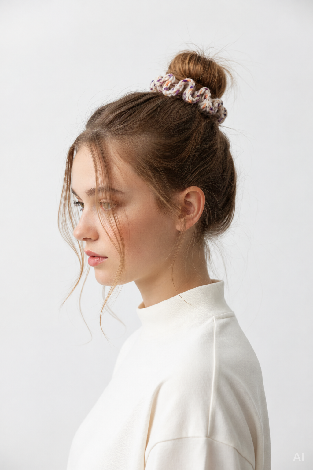 Muse handmade crochet scrunchie model