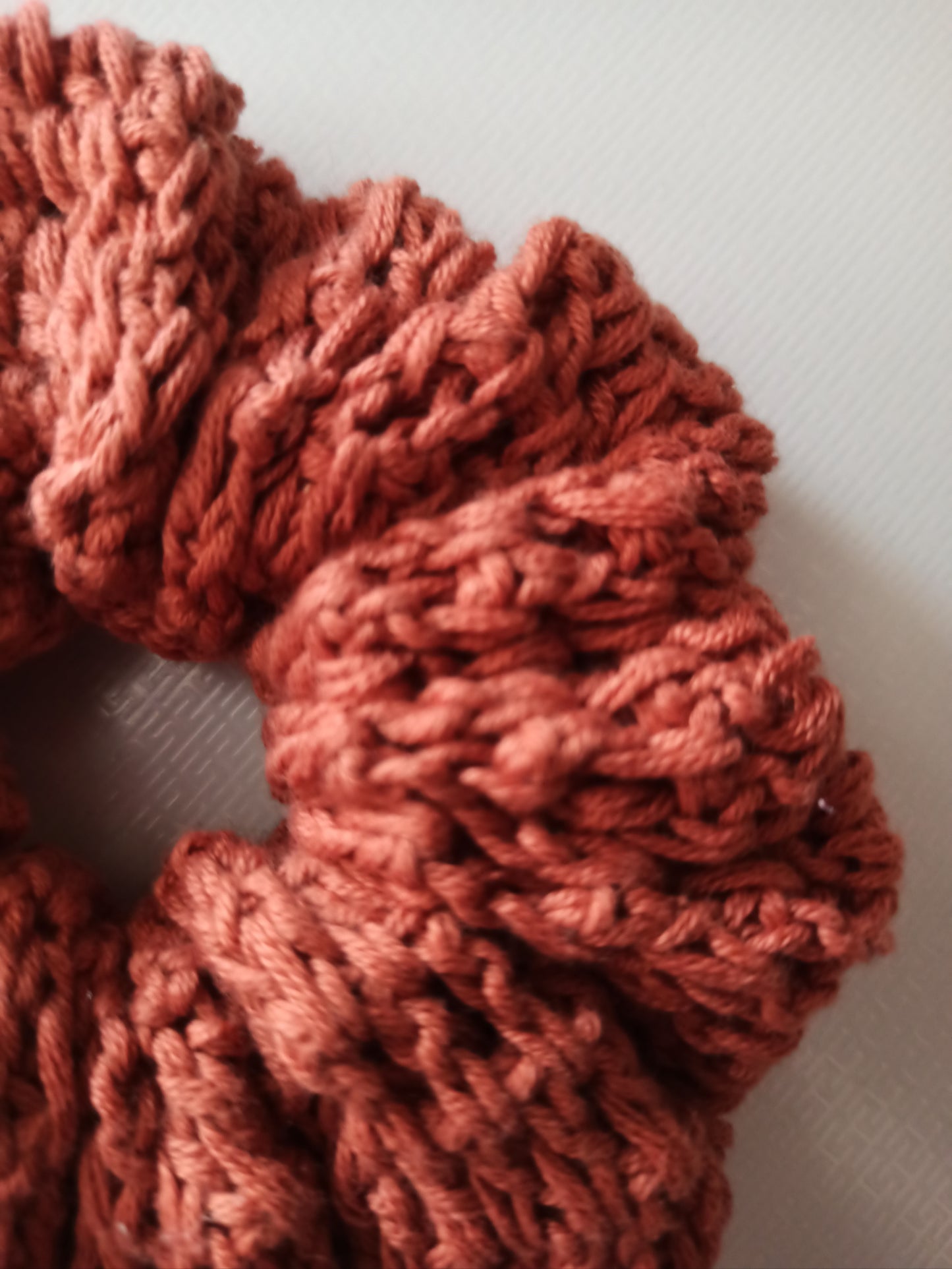 Penelope handmade crochet scrunchie close up