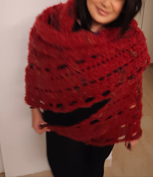 Rose Crochet Shawl - Μάλλινο Ημικυκλικό Σάλι με Mohair