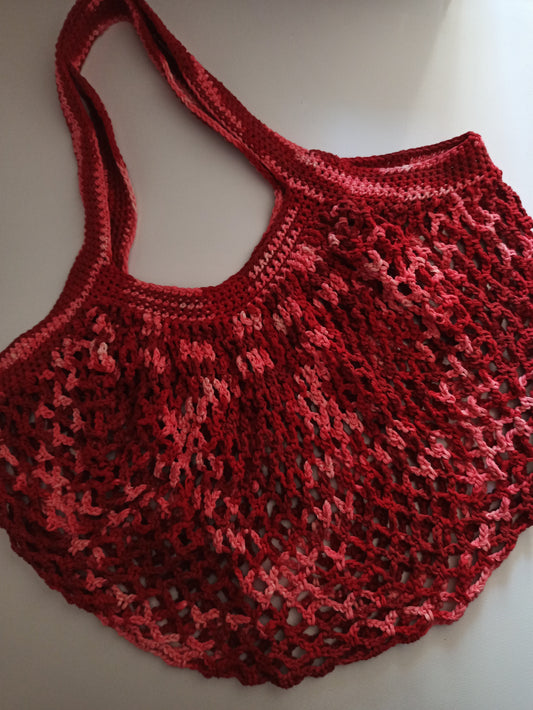 cherry carry handmade crochet market bag