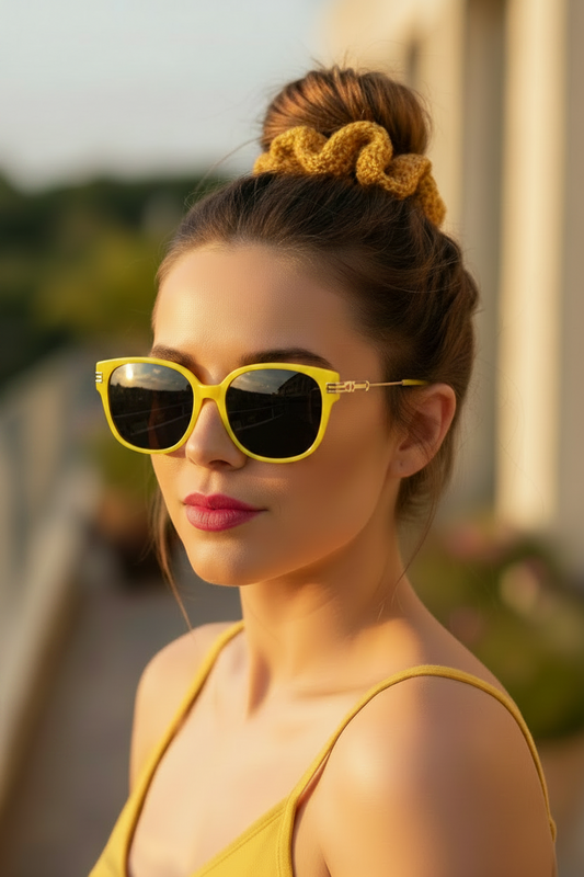 golden hour handmade scrunchie model