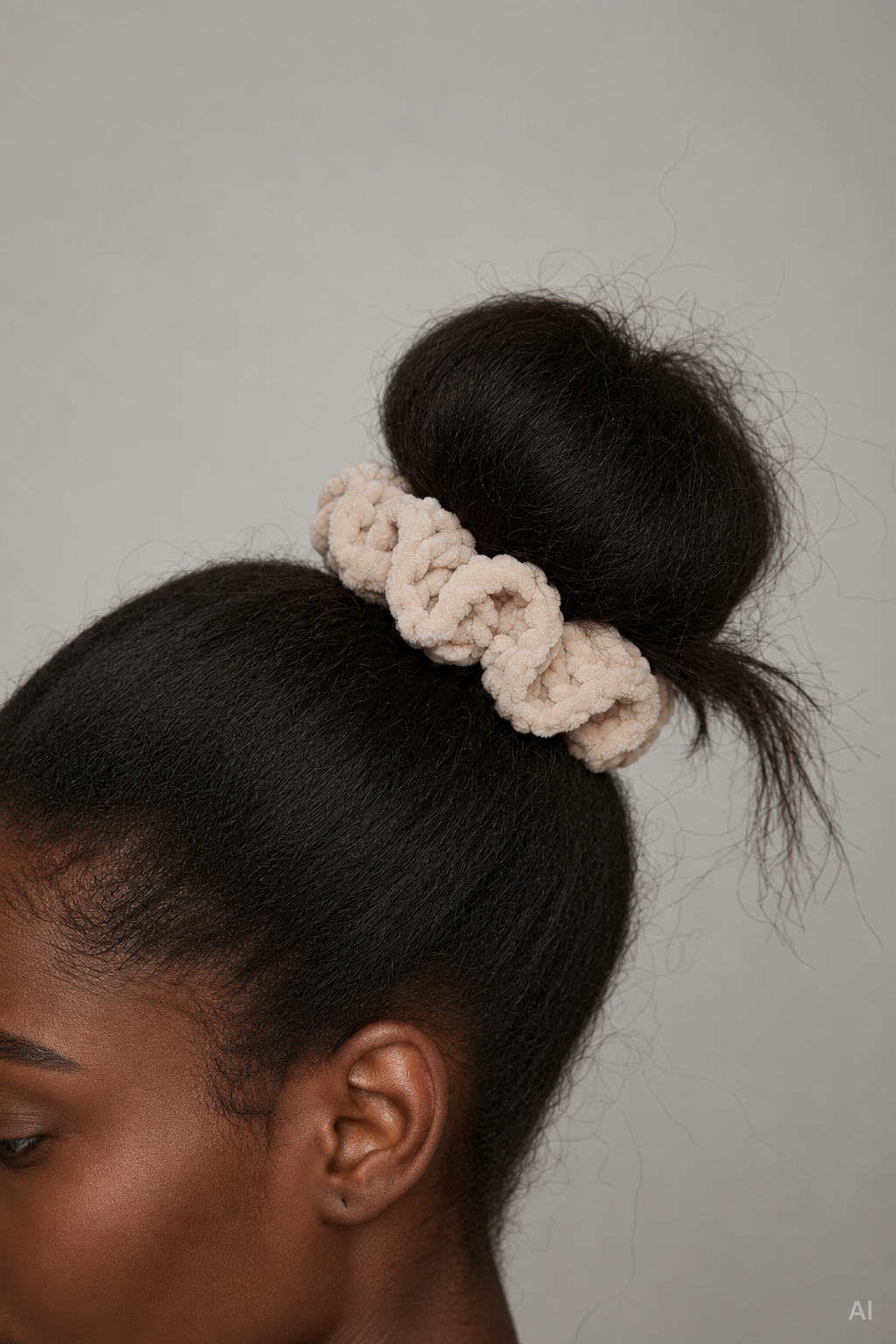 oat crochet scrunchie model