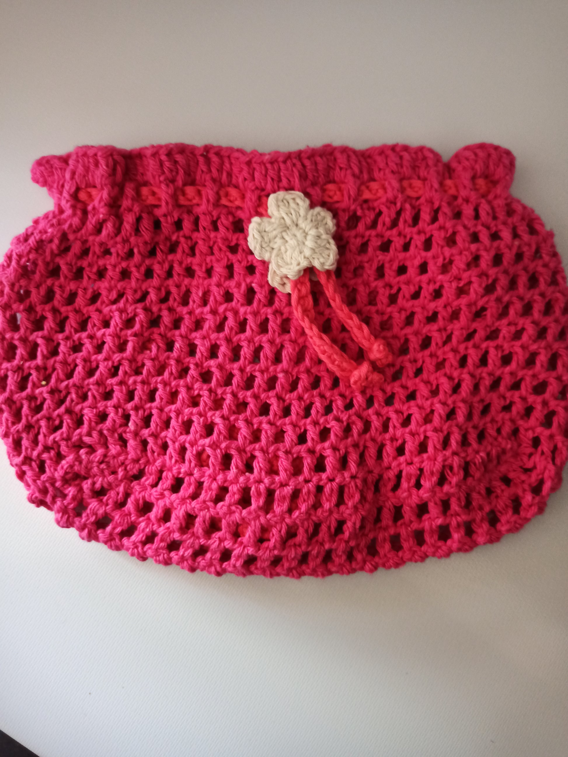 Blush handmade crochet crossover pouch bag