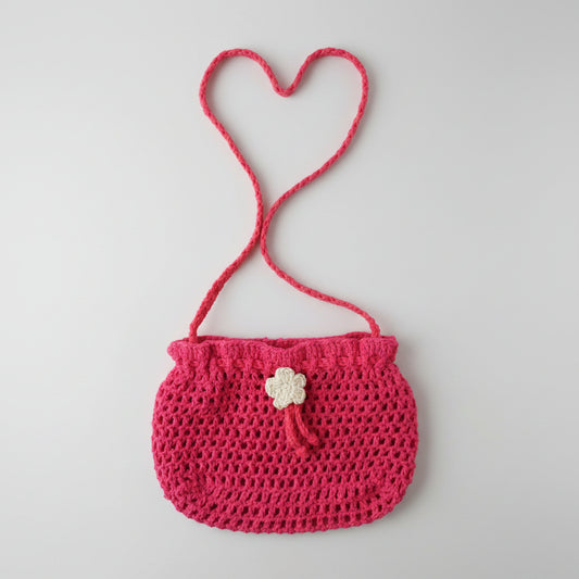 Blush handmade crochet crossover pouch bag love