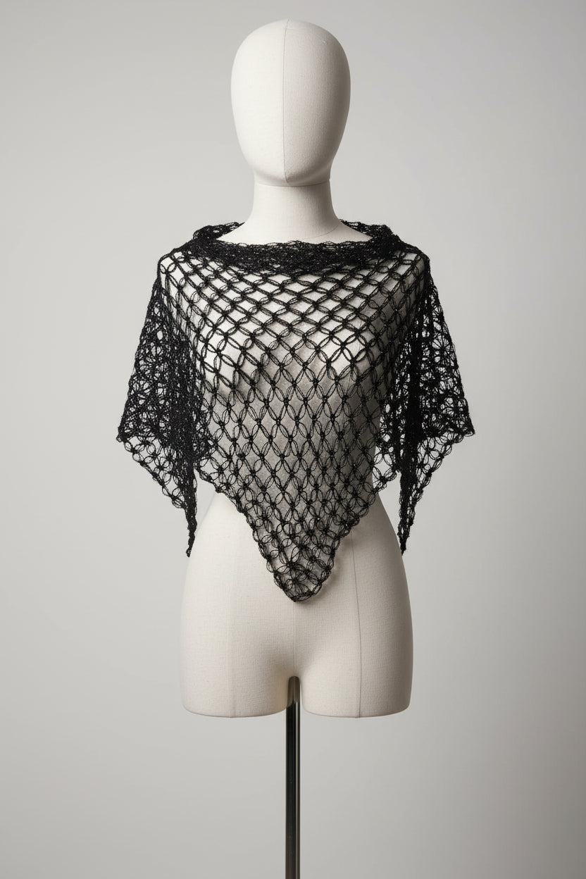 Claire handmade mohair silk shawl model upfront
