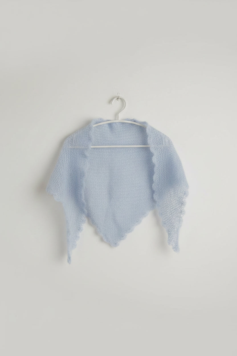 Cotton candy blue mohair shawlette