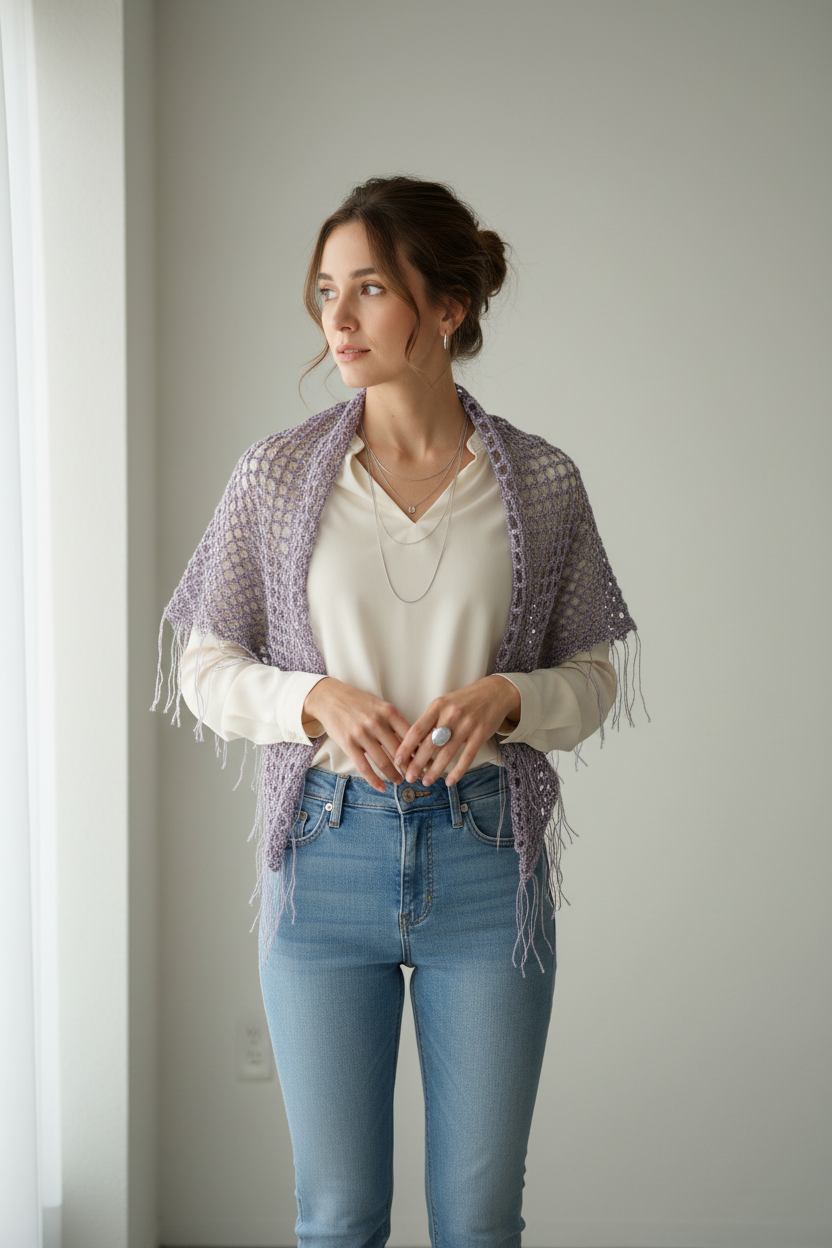 Crystal Veil Crochet Shawlette model