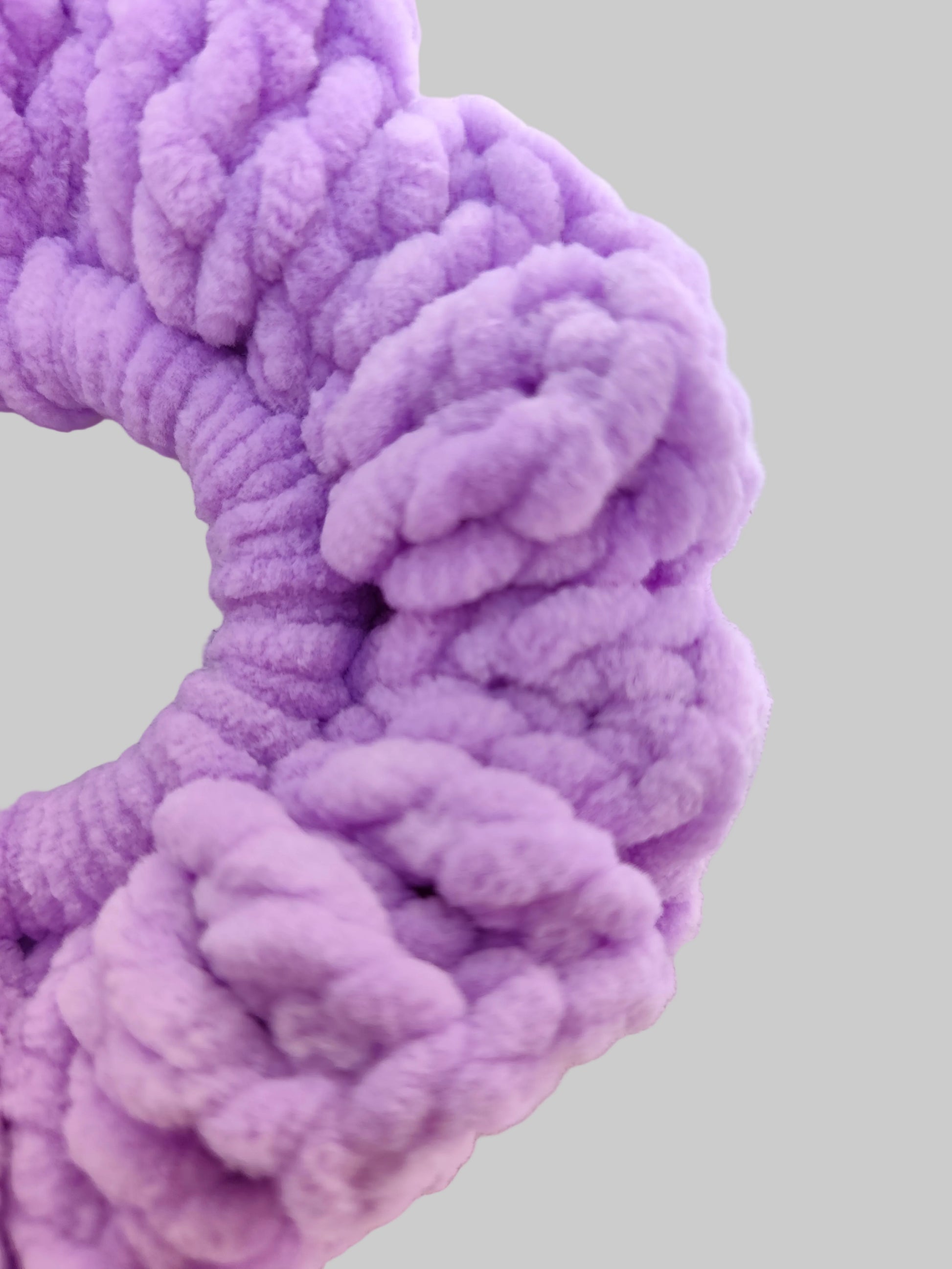 Lila crochet scrunchie close up