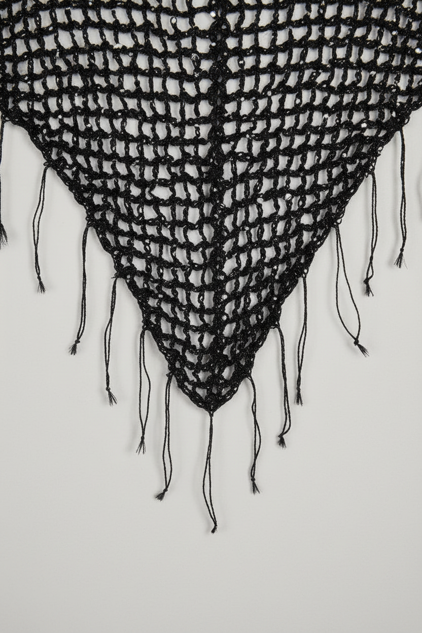 Midnight Stardust - Crochet Shawlette close up