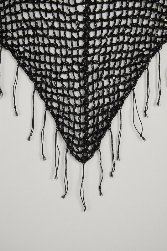 Midnight Stardust - Crochet Shawlette close up