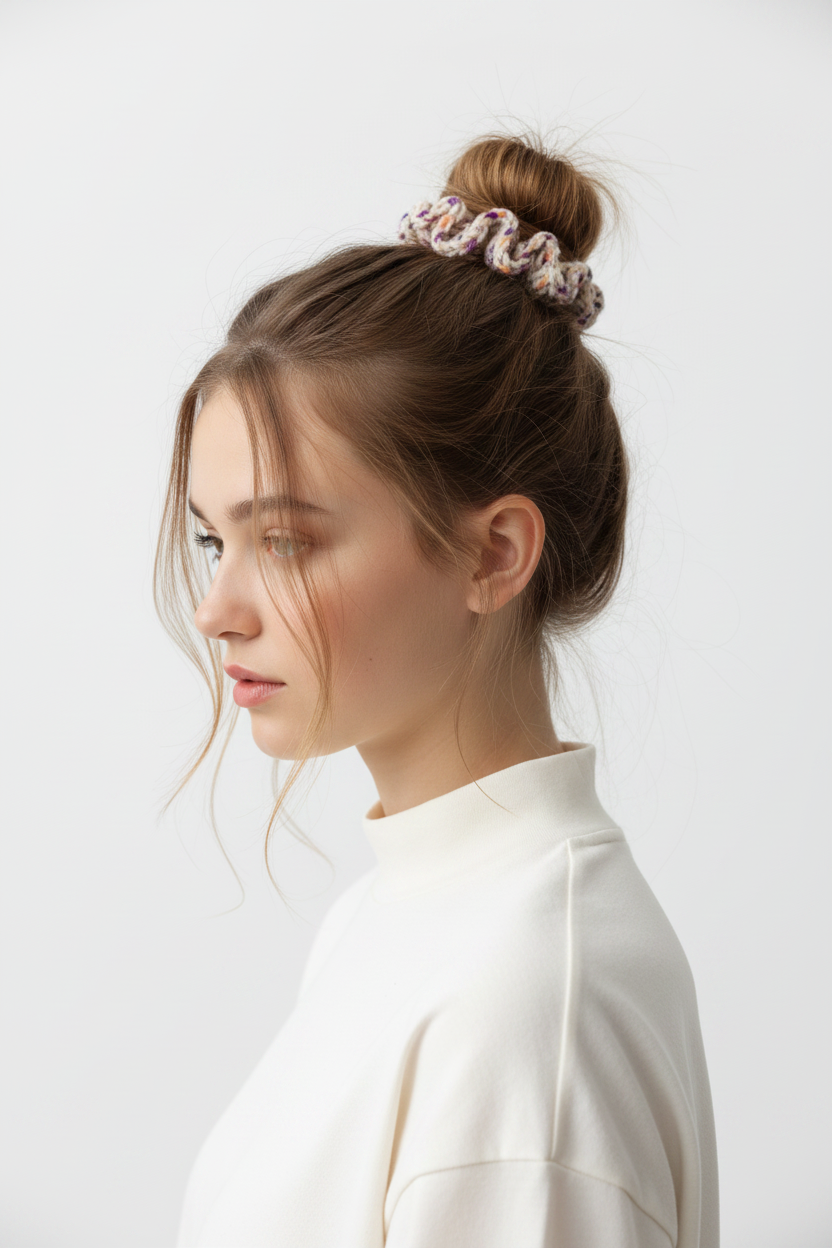 Muse handmade crochet scrunchie model
