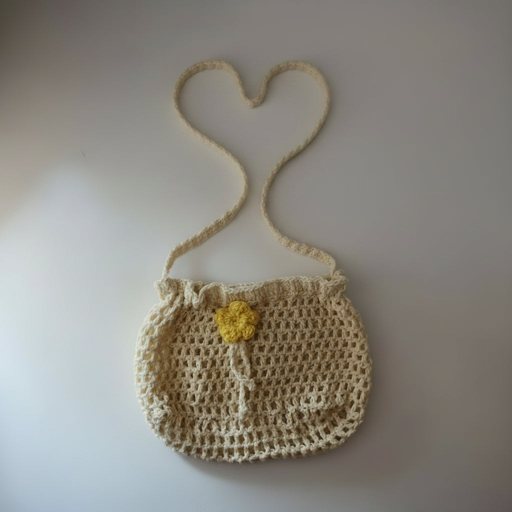 Oatley handmade crochet crossover pouch bag love