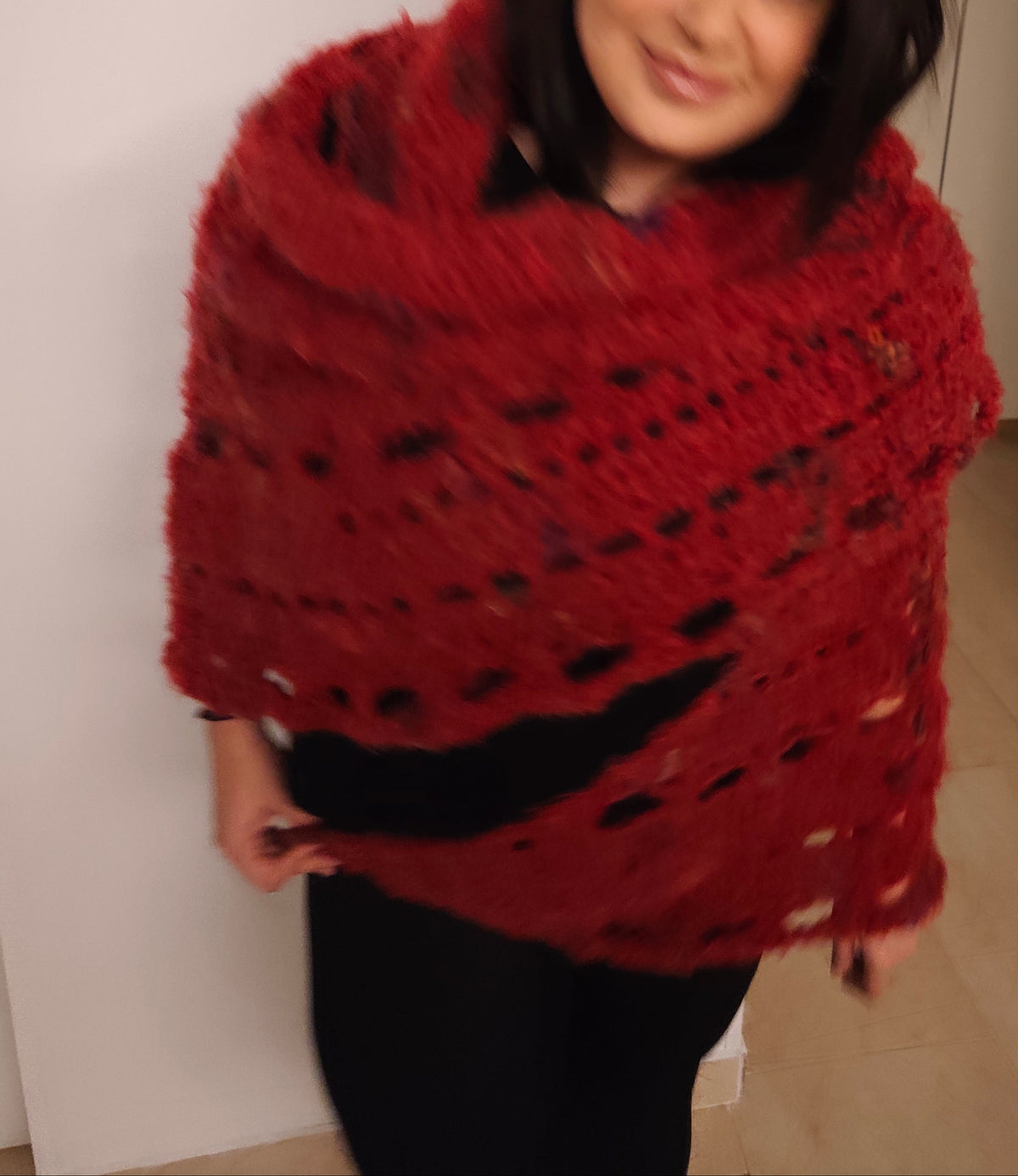 Rose Crochet Shawl - Μάλλινο Ημικυκλικό Σάλι με Mohair