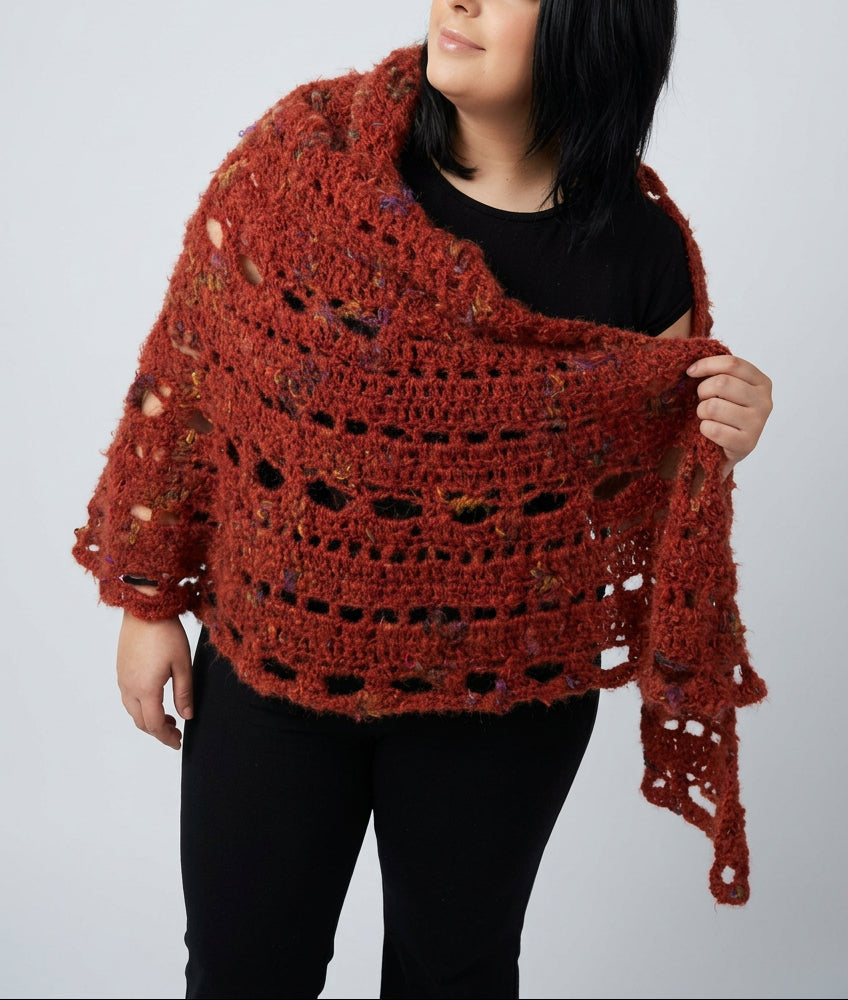 Rose Crochet Shawl - Μάλλινο Ημικυκλικό Σάλι με Mohair CLOSE UP