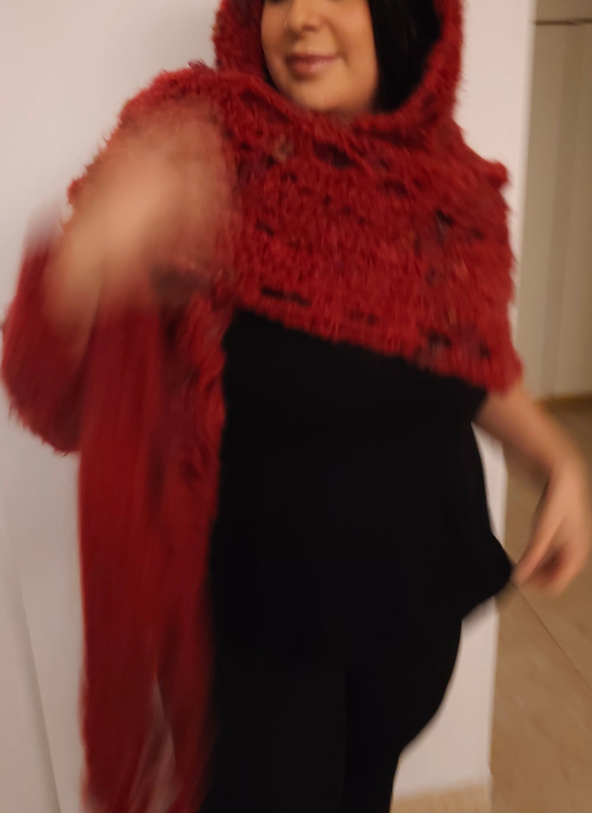 Rose Crochet Shawl - Μάλλινο Ημικυκλικό Σάλι με Mohair style