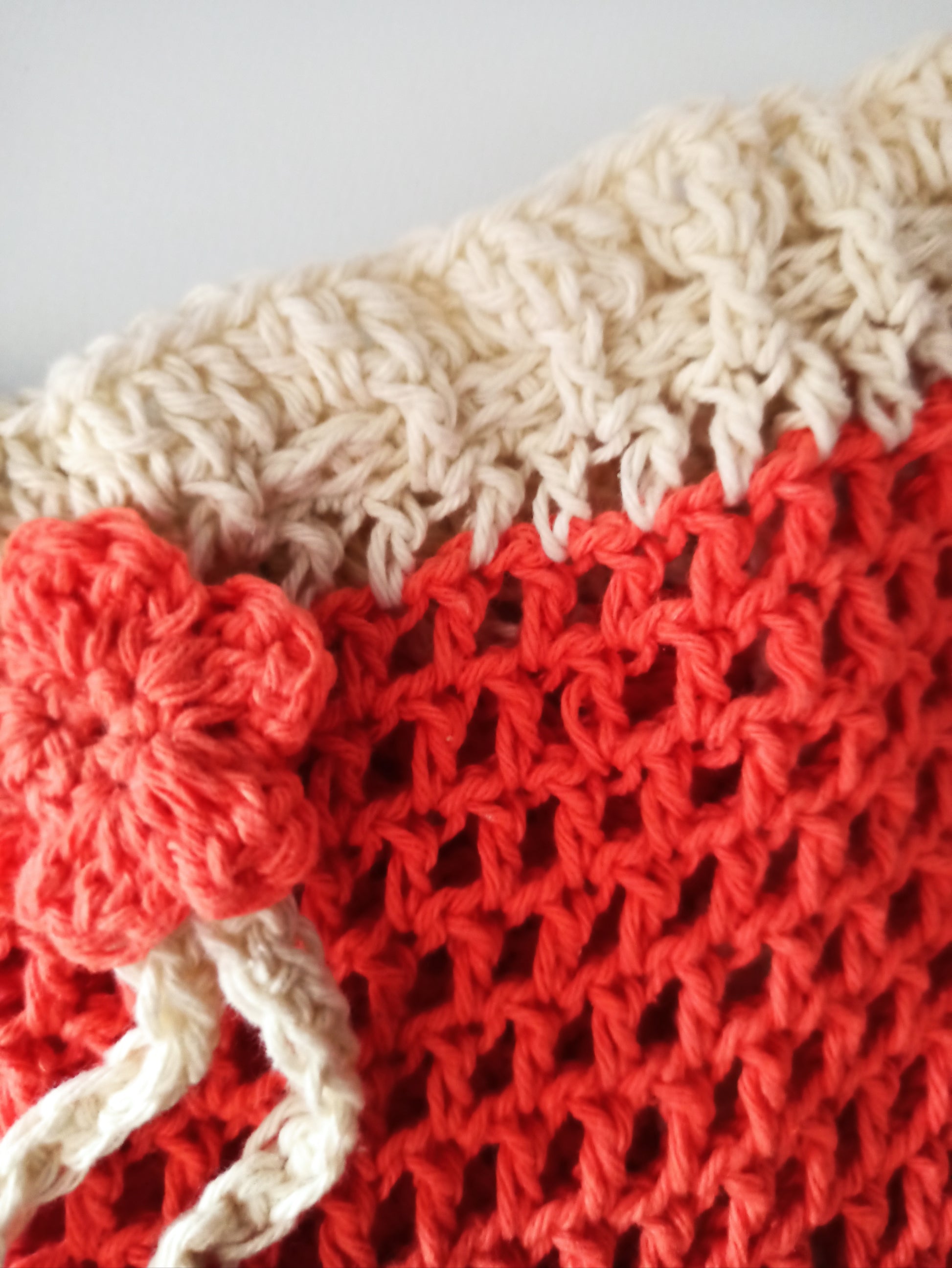 Santal handmade crochet crossover pouch bag close up