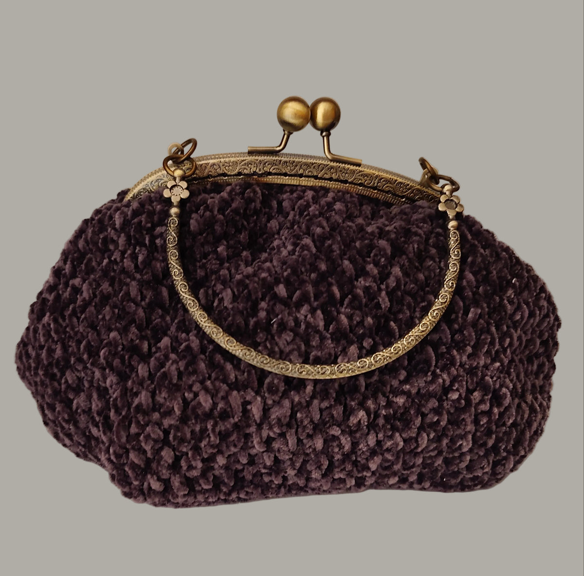 chrysalis handmade crochet velvet bag