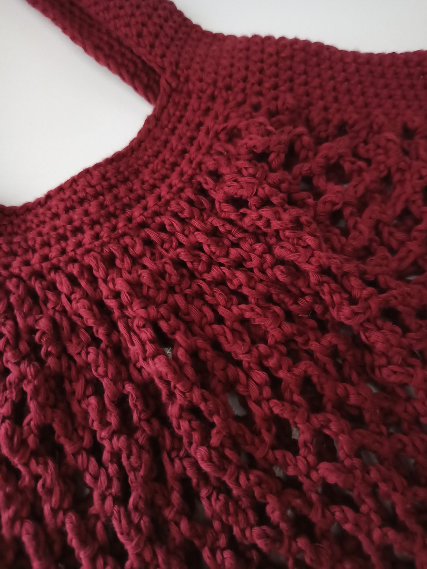 merlot handmade crochet market bag close up