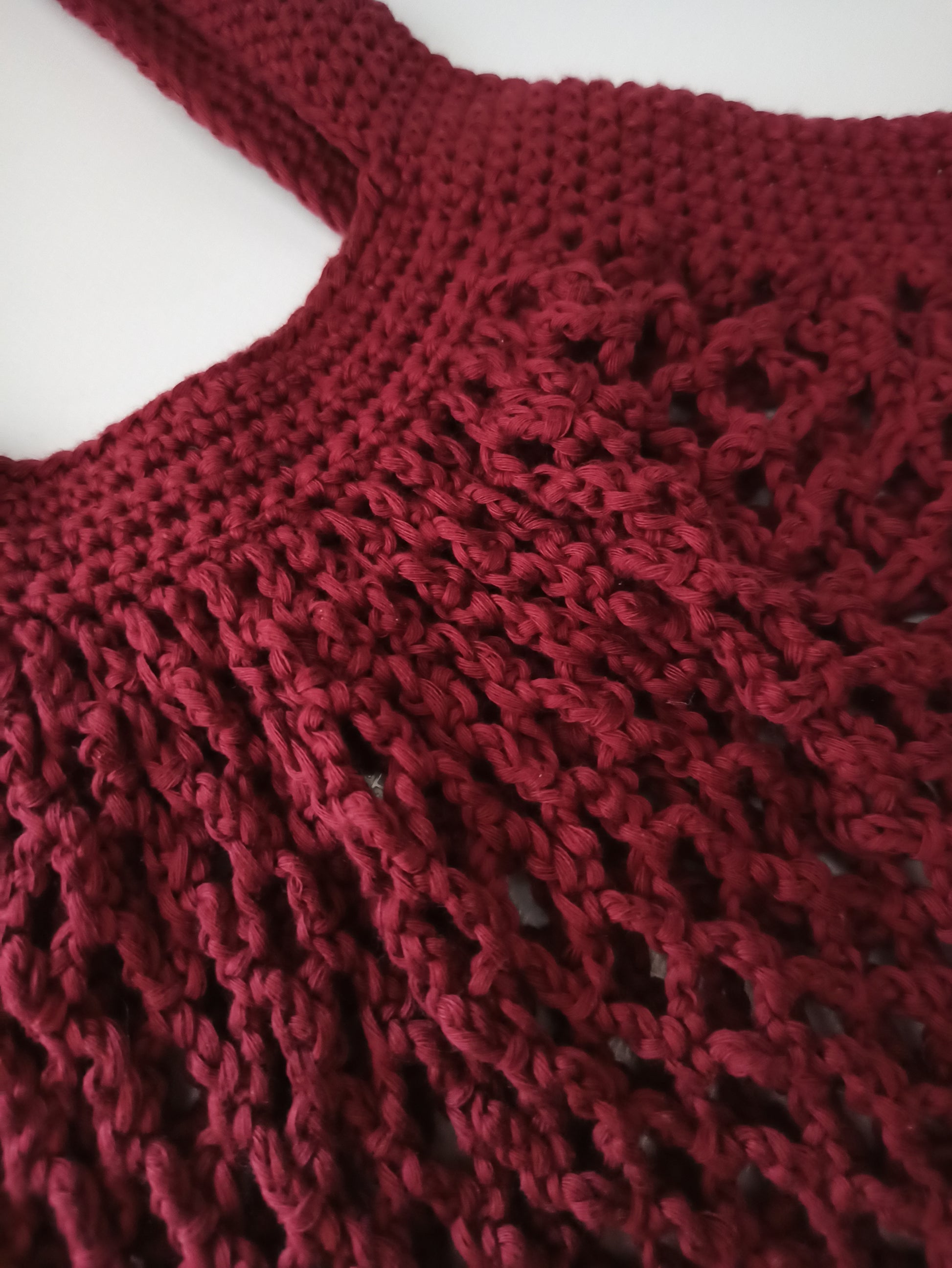 merlot handmade crochet market bag close up