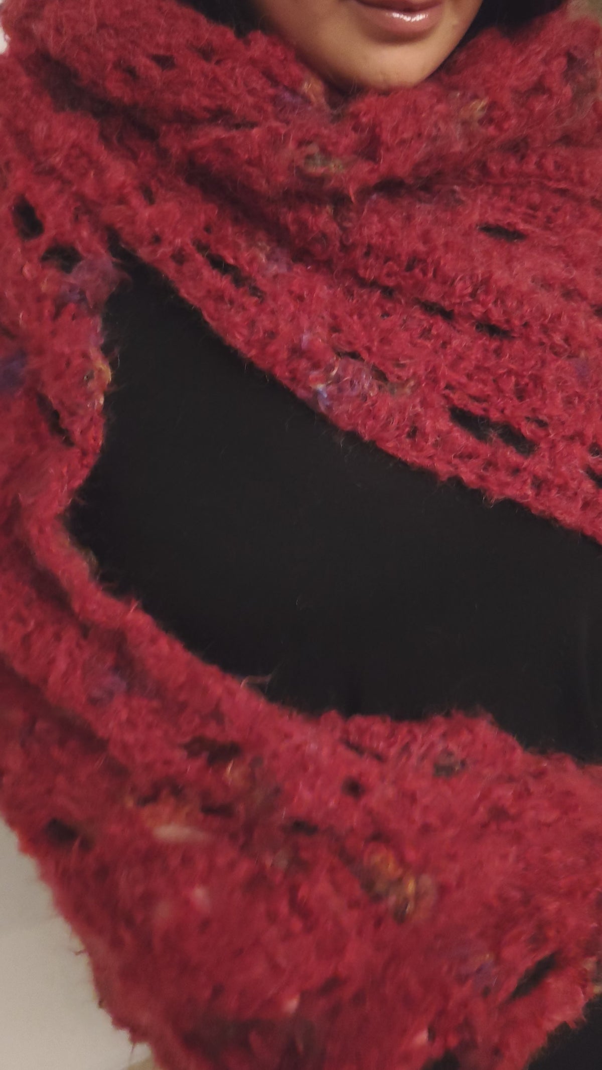 Rose Crochet Shawl - Μάλλινο Ημικυκλικό Σάλι με Mohair style