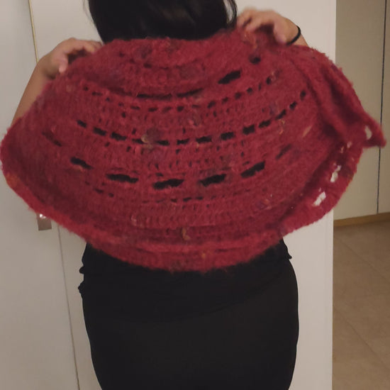 Rose Crochet Shawl - Μάλλινο Ημικυκλικό Σάλι με Mohair style 2