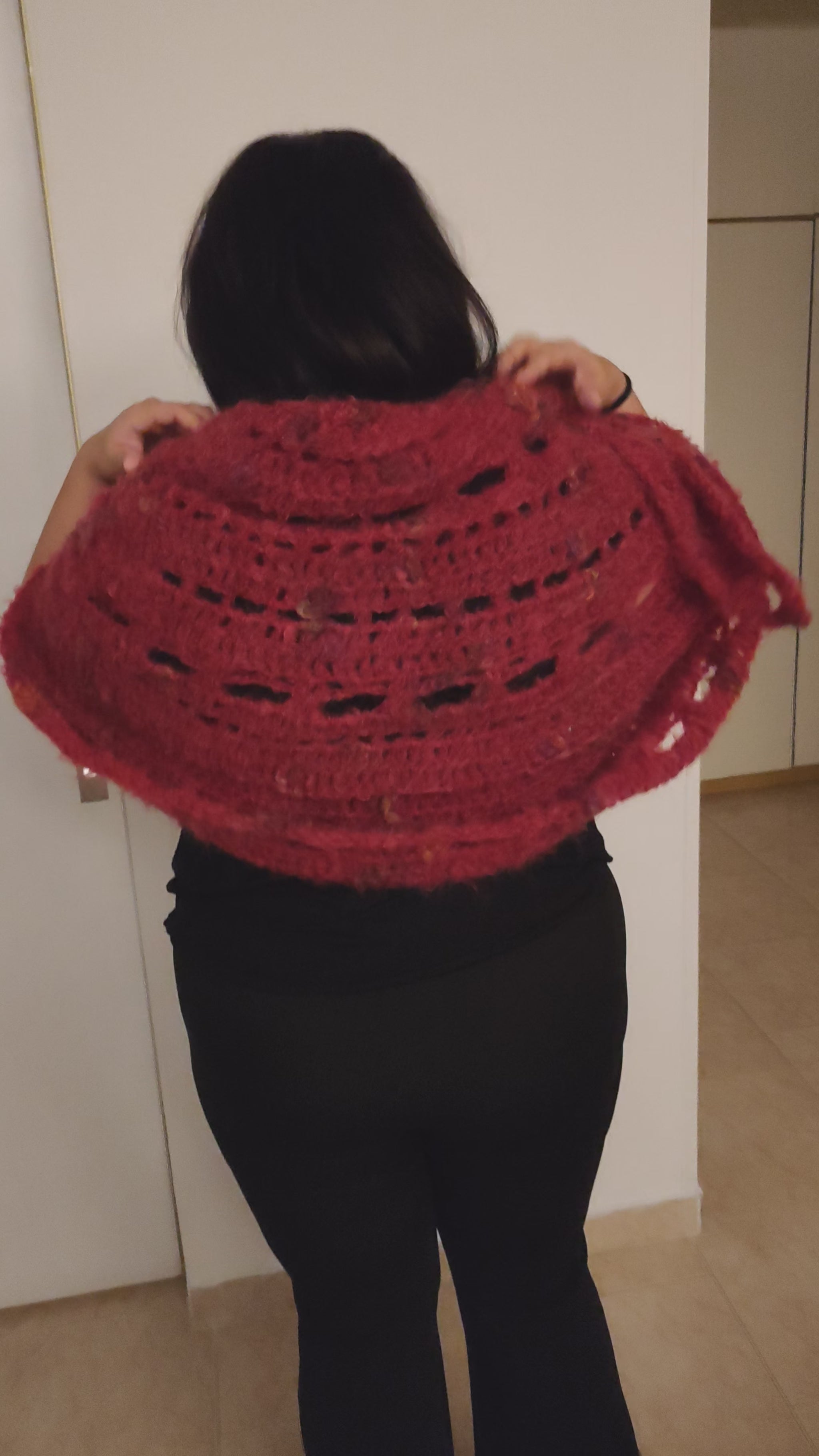 Rose Crochet Shawl - Μάλλινο Ημικυκλικό Σάλι με Mohair style 2