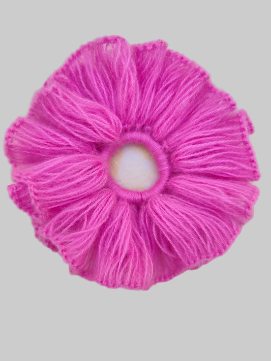 Bubble Gum - Mohair Crochet Scrunchie