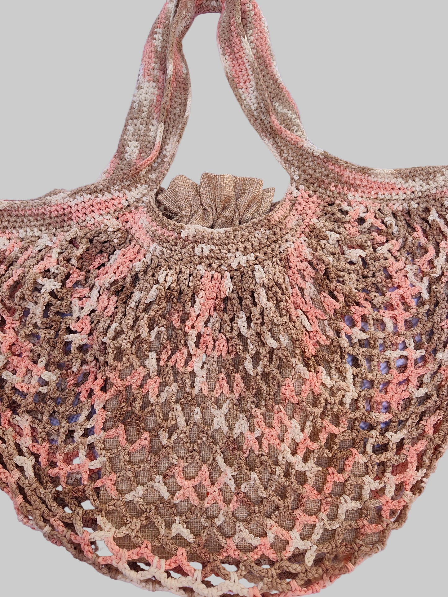 solena crochet market bag with pouch